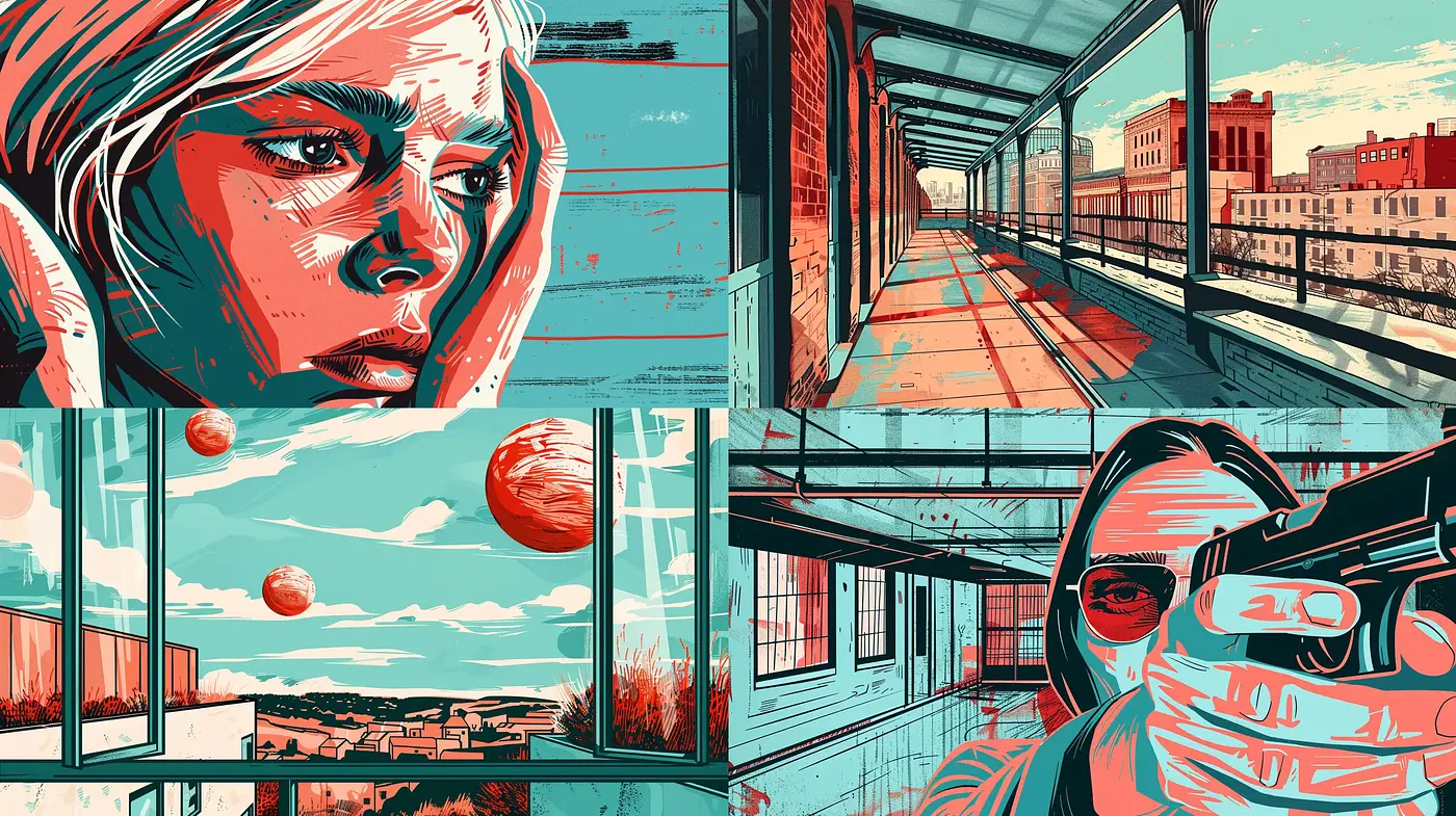 Turquoise Tinted Cinematic Visions with Bold Contouring - Midjourney sref style