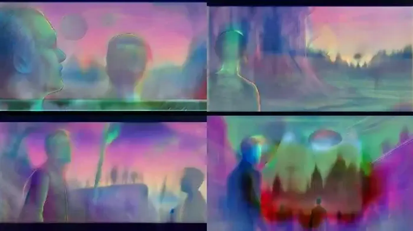 Surreal Dreamscape Symphony with Vivid Watercolor Overtones - Midjourney sref style
