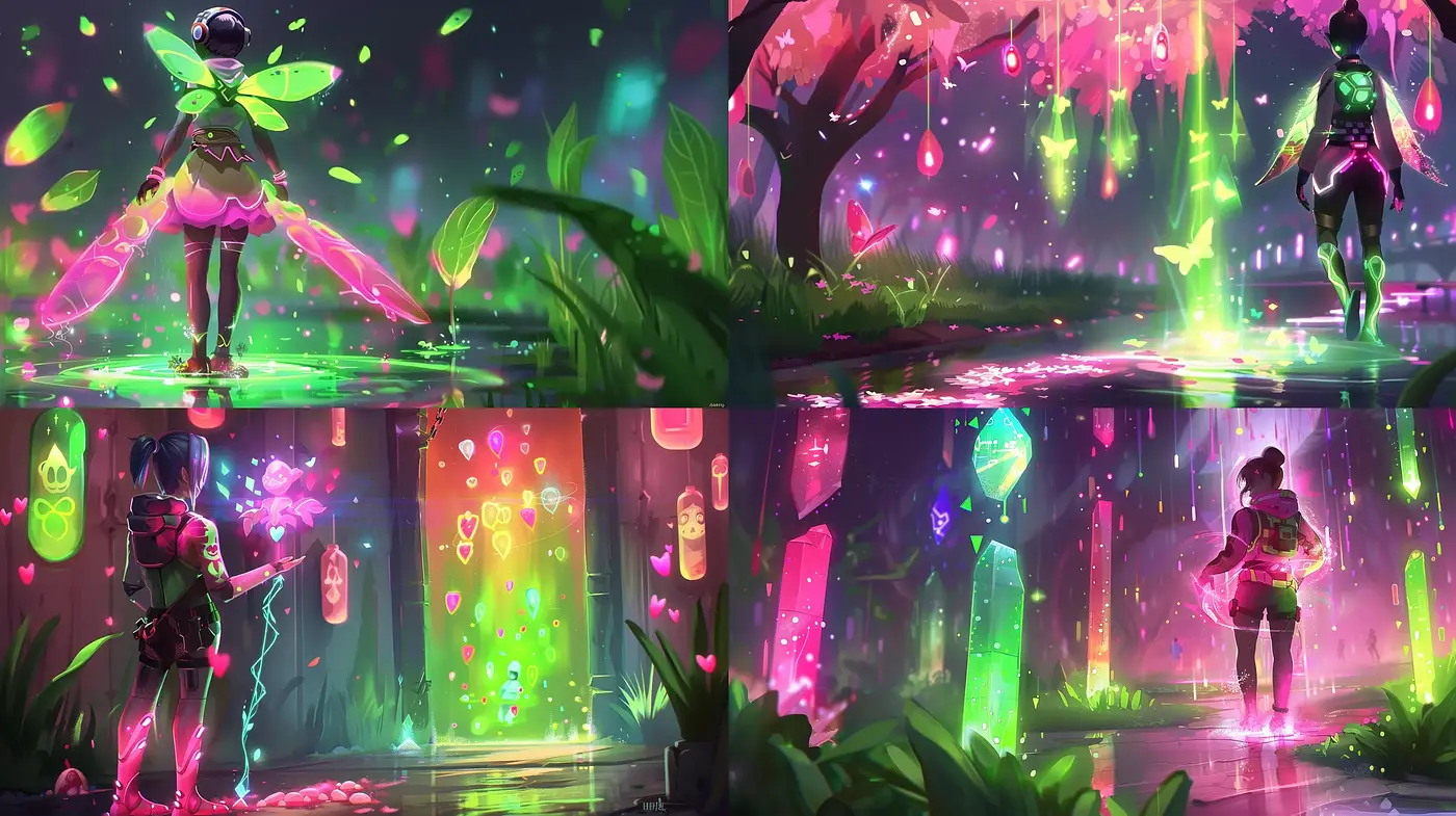 Luminous Fantasia: A Dazzling Display of Neon Nature - Midjourney sref style