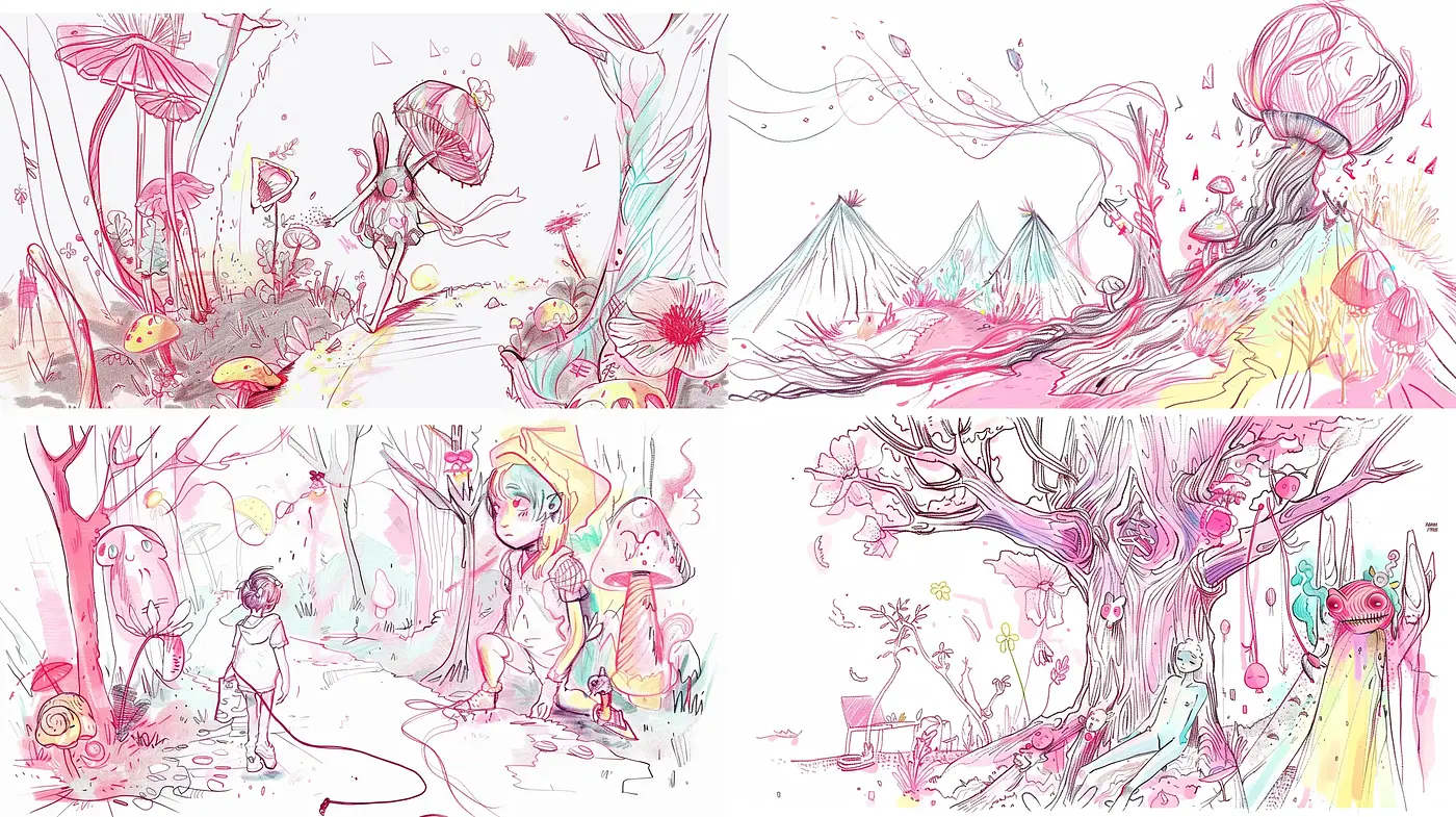Whimsical Pastel Dreamscape Illustrations - Midjourney sref style