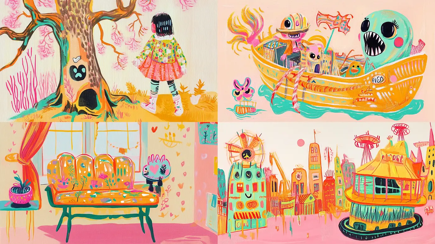 Whimsical Enchantment in Candy Colored Dreams - Midjourney sref style