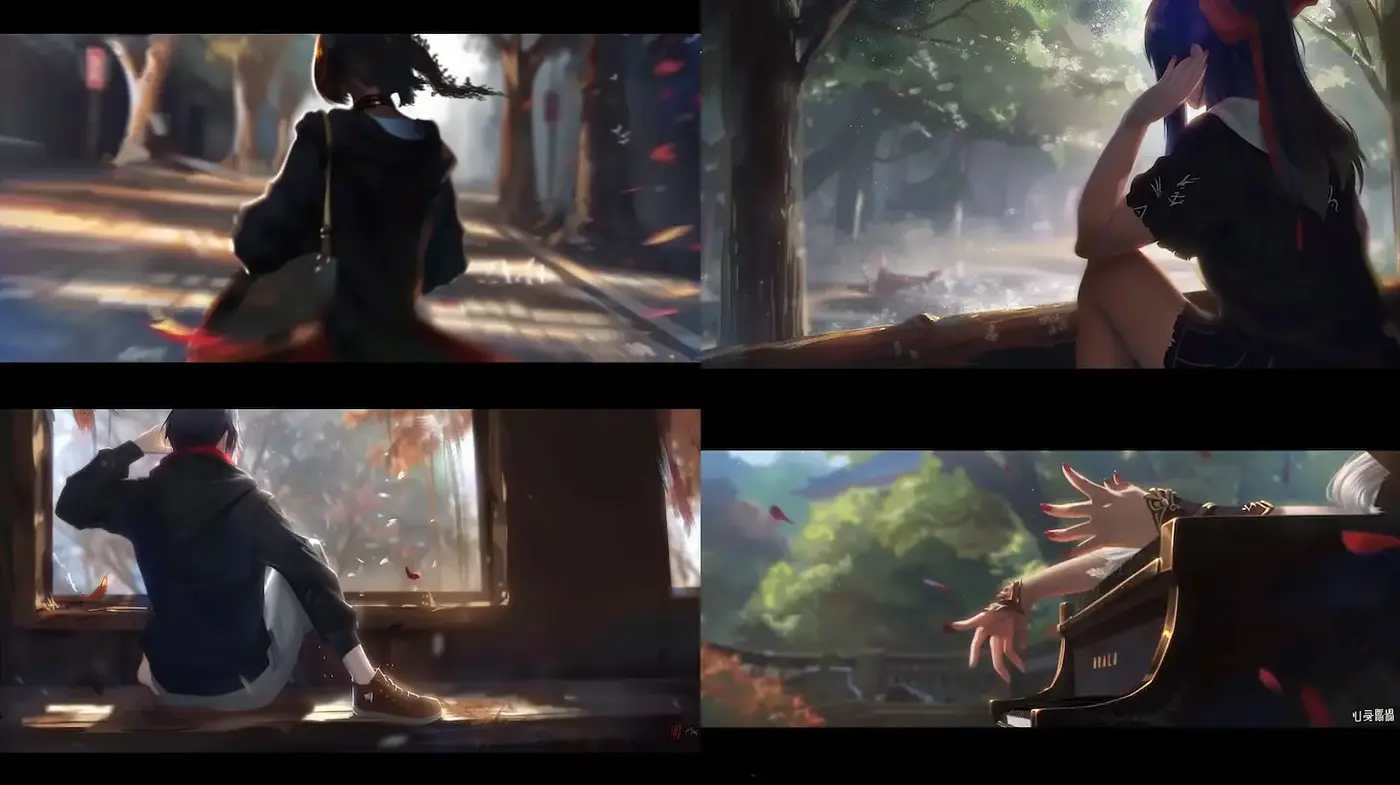 Dynamic and emotive visual storytelling with a focus on character reflections and natural elements - Midjourney sref style