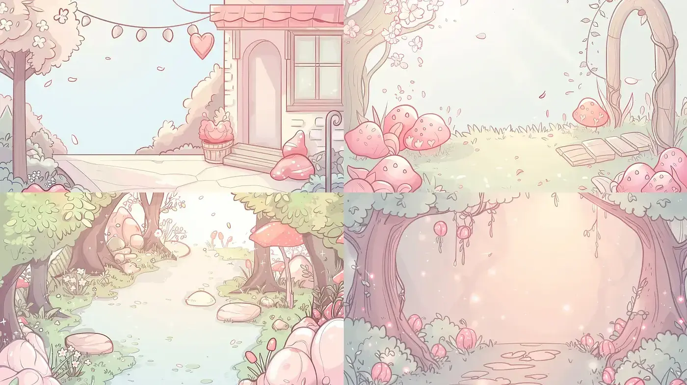 Whimsical and Playful Fantasy Landscapes with Subtle Pastel Tones - Midjourney sref style