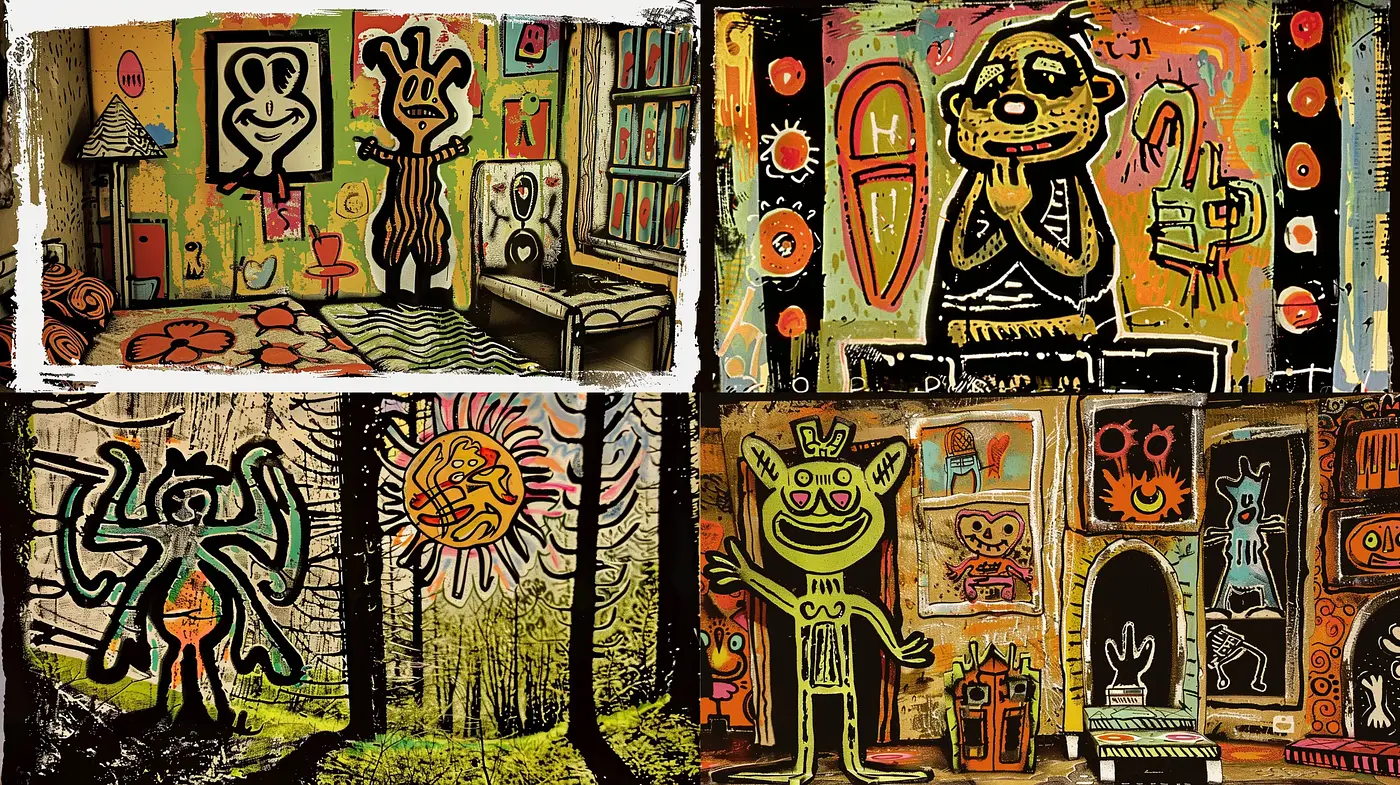 Abstract Expressionist Reverie with Vivid Cartoon-like Overtones - Midjourney sref style