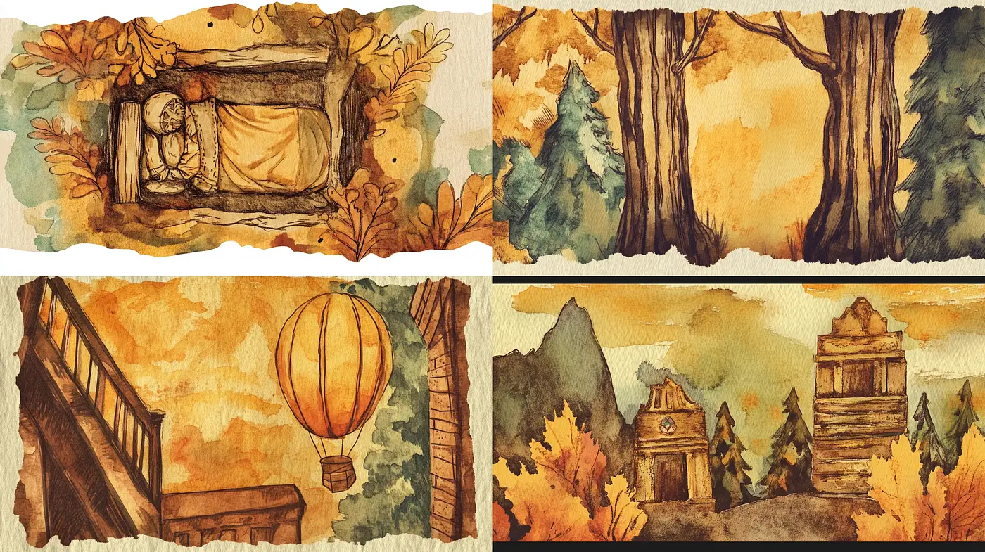 Autumnal Watercolor Dreamscapes - Midjourney sref style