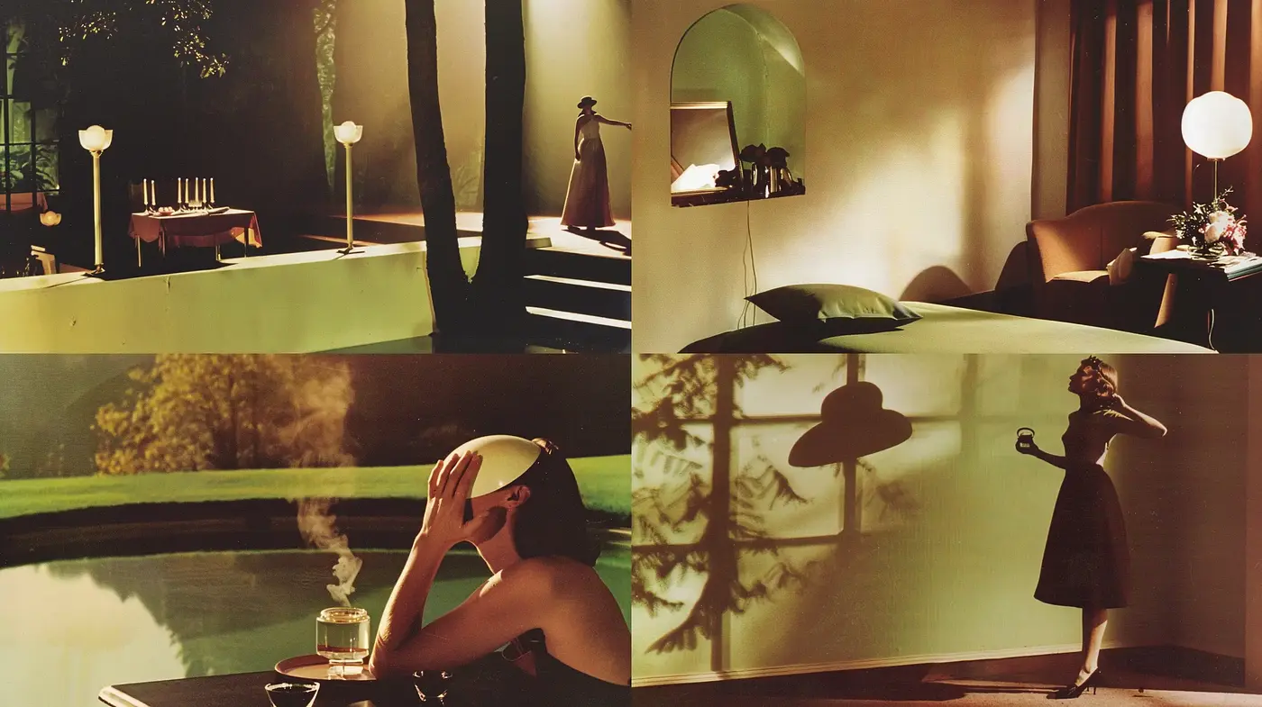 Elegant Mid-Century Serenity with a Touch of Cinematic Drama - Midjourney sref style