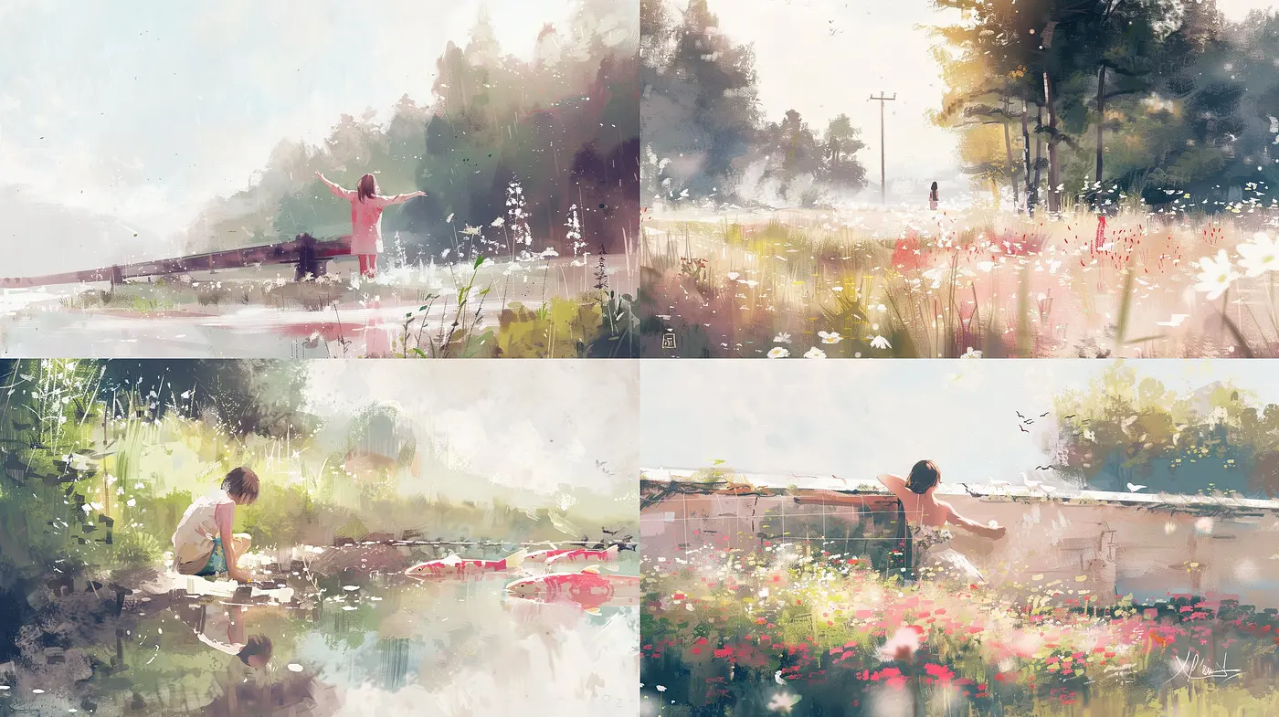 Ethereal Brushstrokes in Dreamy Pastel Landscapes - Midjourney sref style