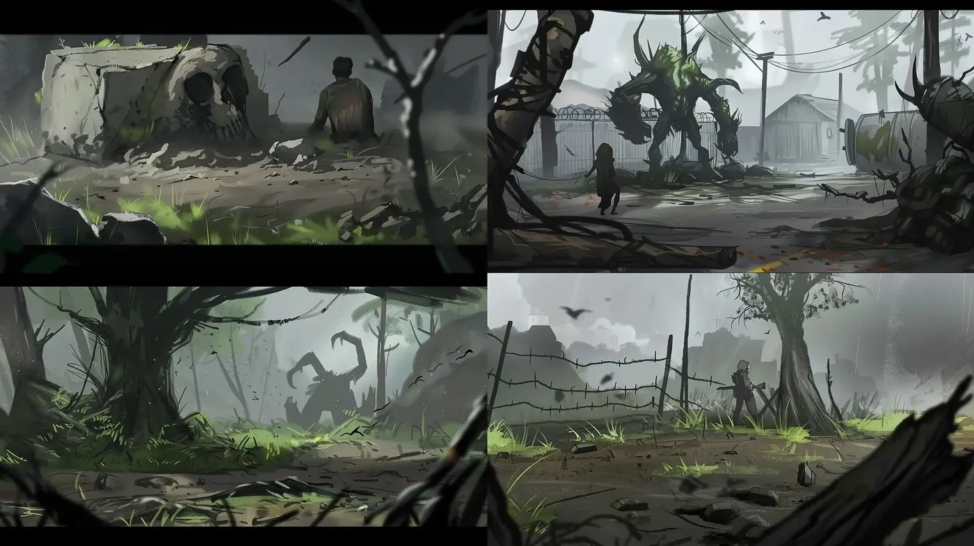 Post-Apocalyptic Serenity in Monochromatic Greens - Midjourney sref style