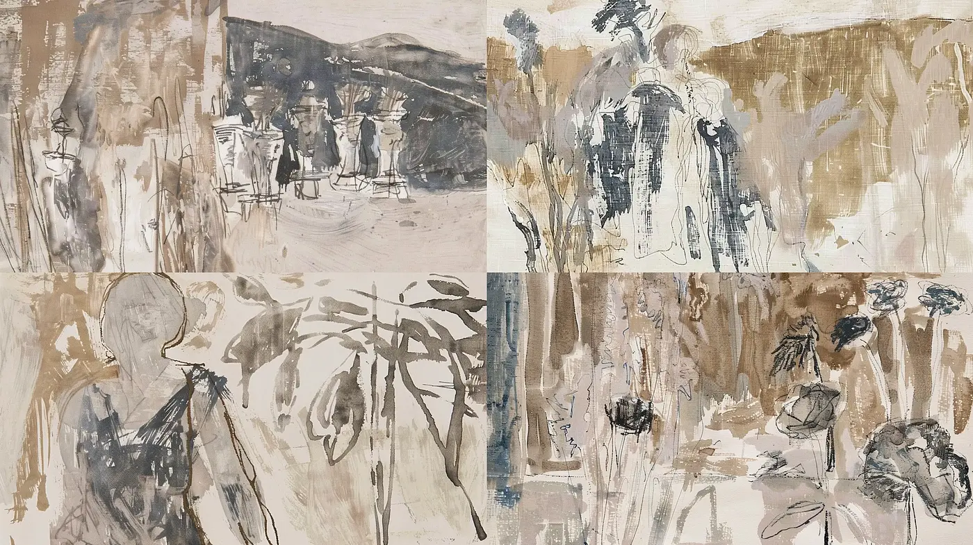 Abstract Impressionist Brushwork in Earthy Tones - Midjourney sref style