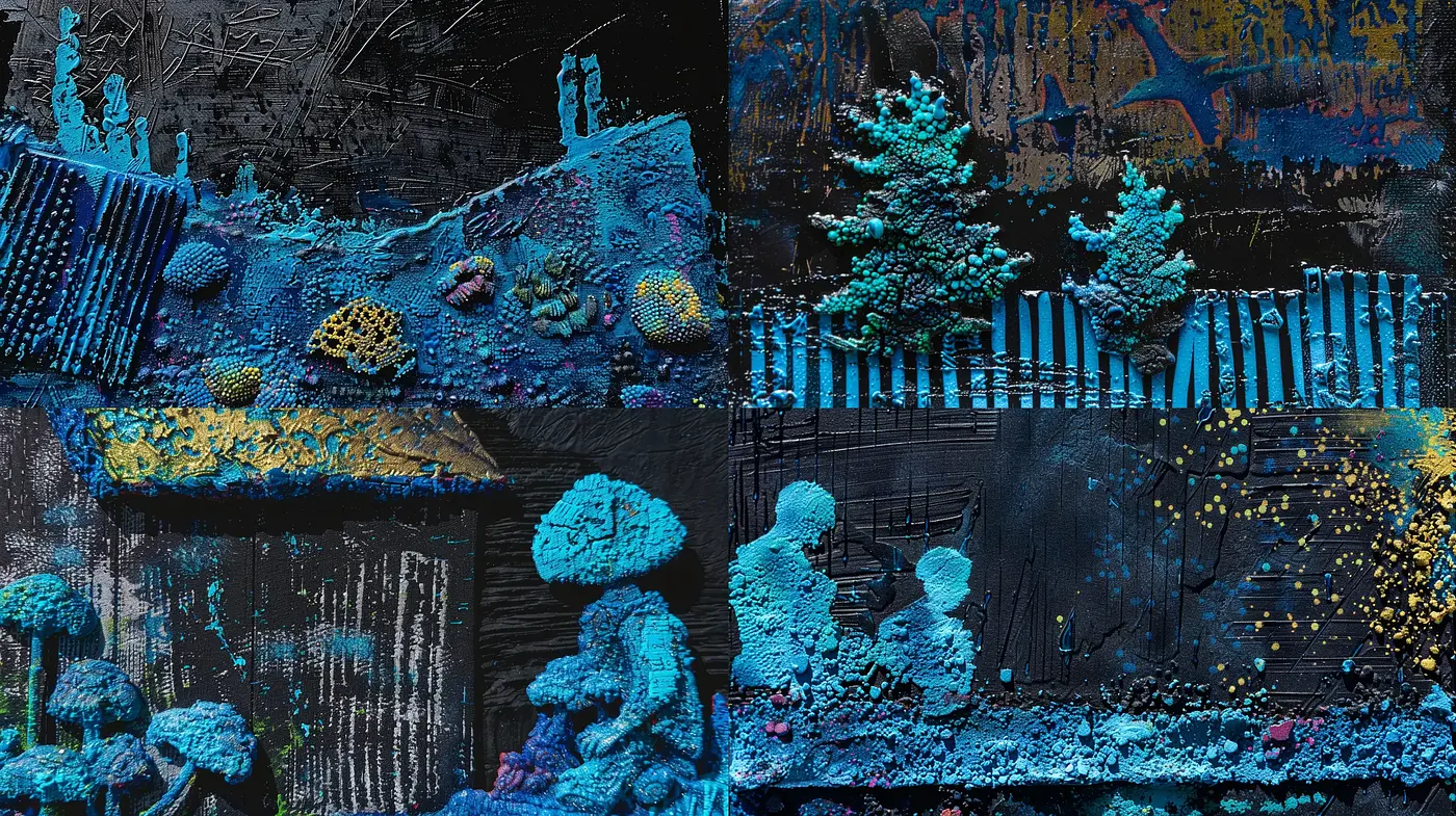 Cyberpunk Chiaroscuro: Textural Contrasts in a Neon-Noir Dreamscape - Midjourney sref style