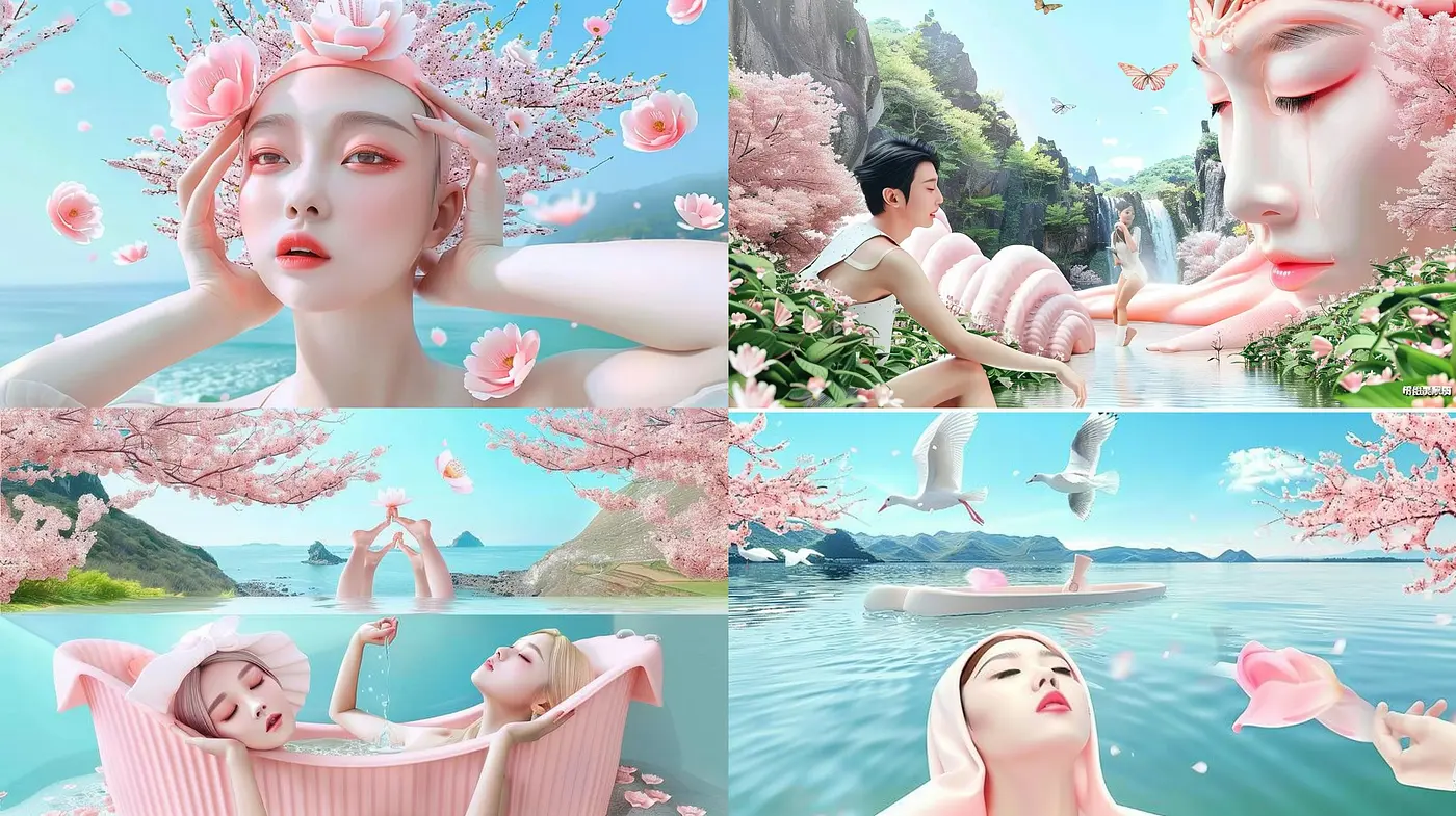 Serene Sakura Dreamscape: A Digital Tapestry of Pastel Harmony - Midjourney sref style
