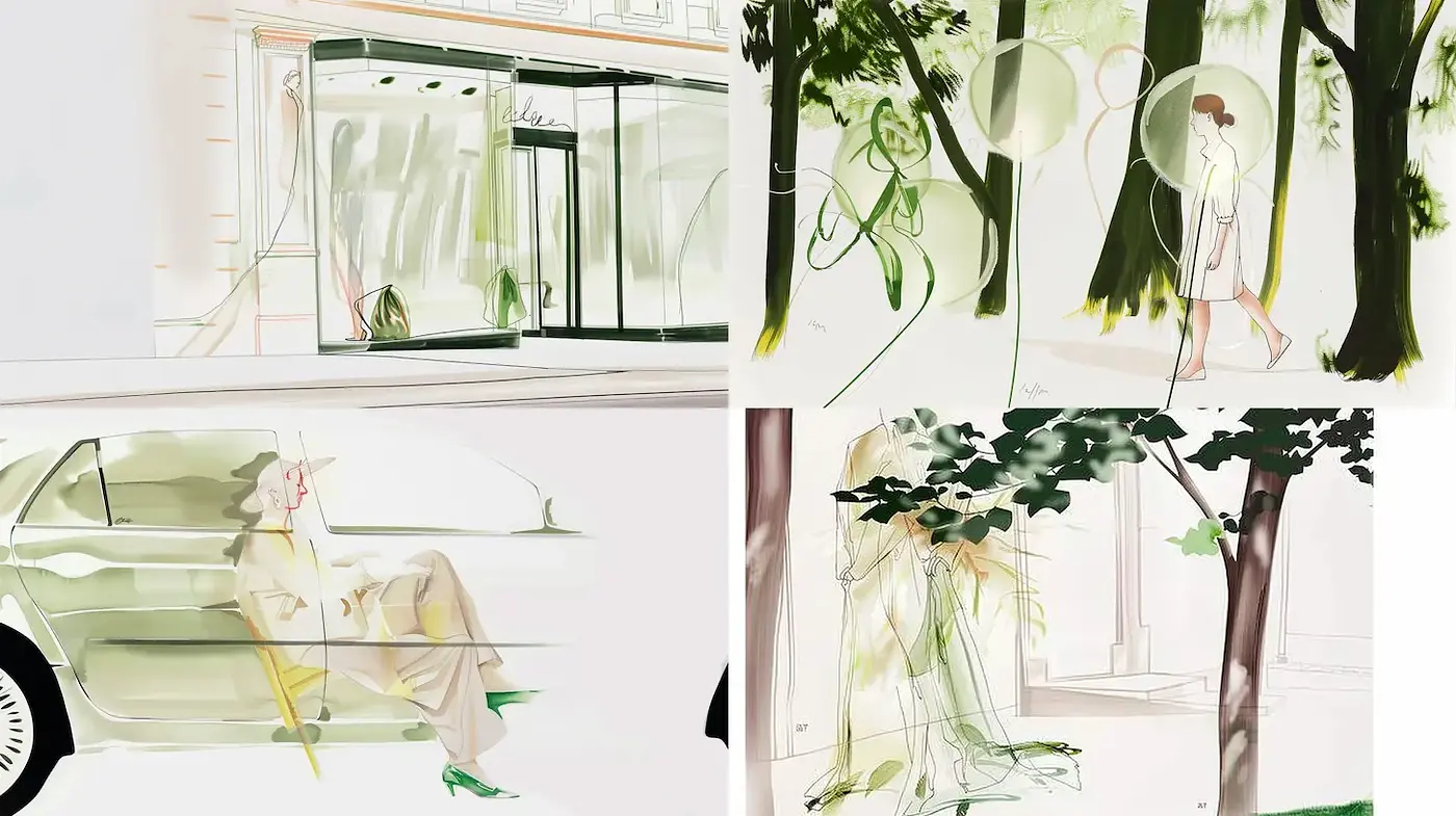 Elegant and ethereal urban scenes with a contemporary touch - Midjourney sref style