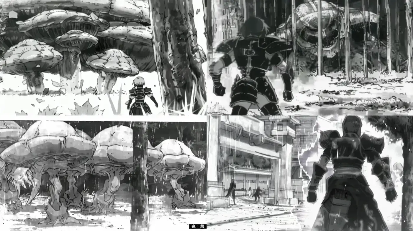 Dynamic and Evocative Black and White Illustrations with a Fantastical Touch - Midjourney sref style