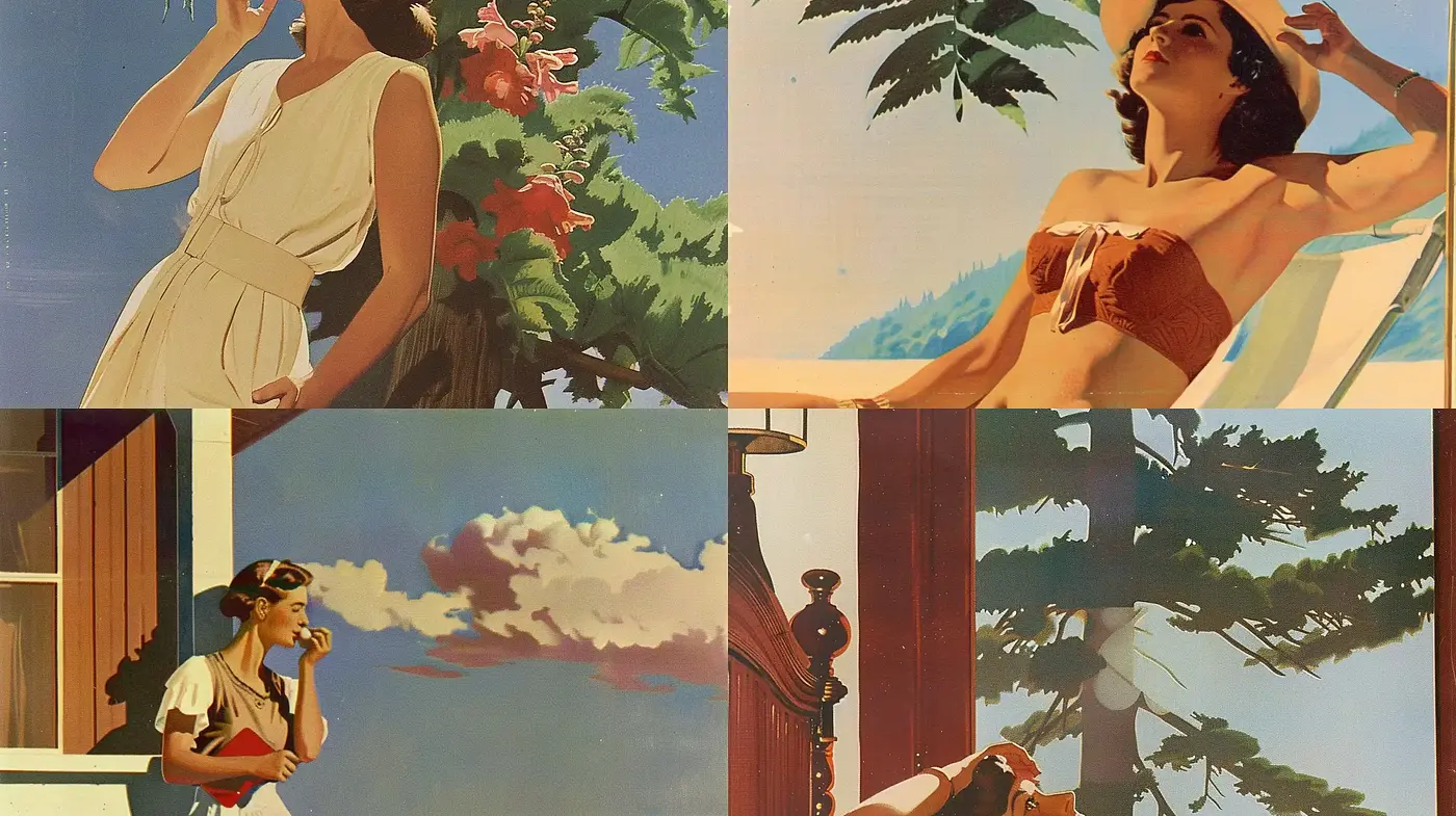 Timeless Elegance in Sepia: A Homage to Mid-20th Century Illustrative Art - Midjourney sref style