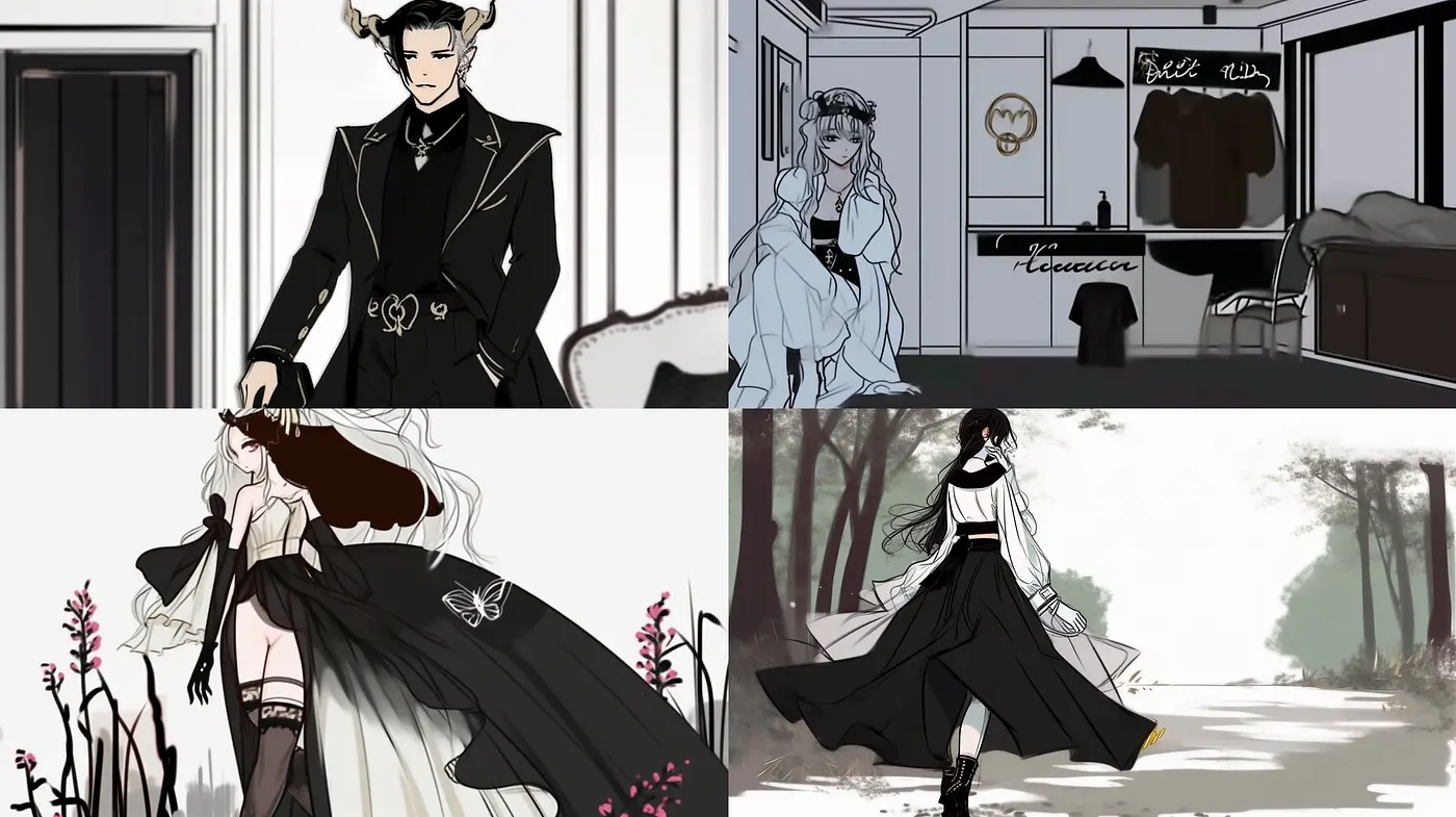 Monochrome Elegance with a Touch of Manga Influence - Midjourney sref style