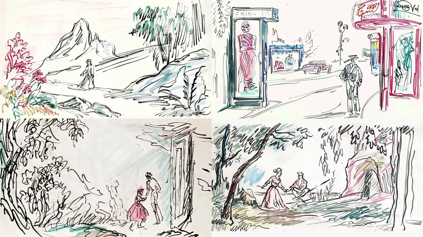 Sketch-like Storybook Illustrations with Pastel Flourishes - Midjourney sref style
