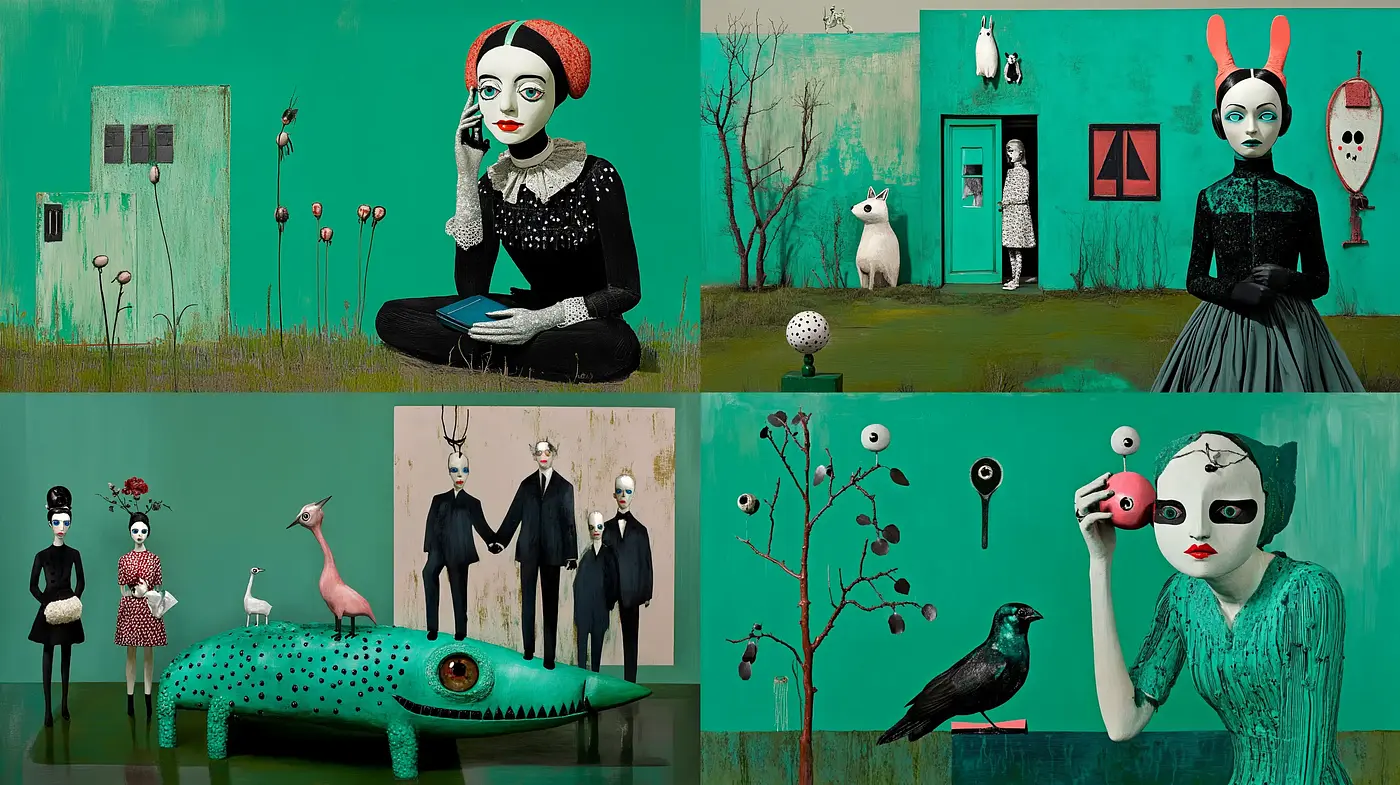 Surreal Whimsy with a Touch of Vintage Elegance - Midjourney sref style
