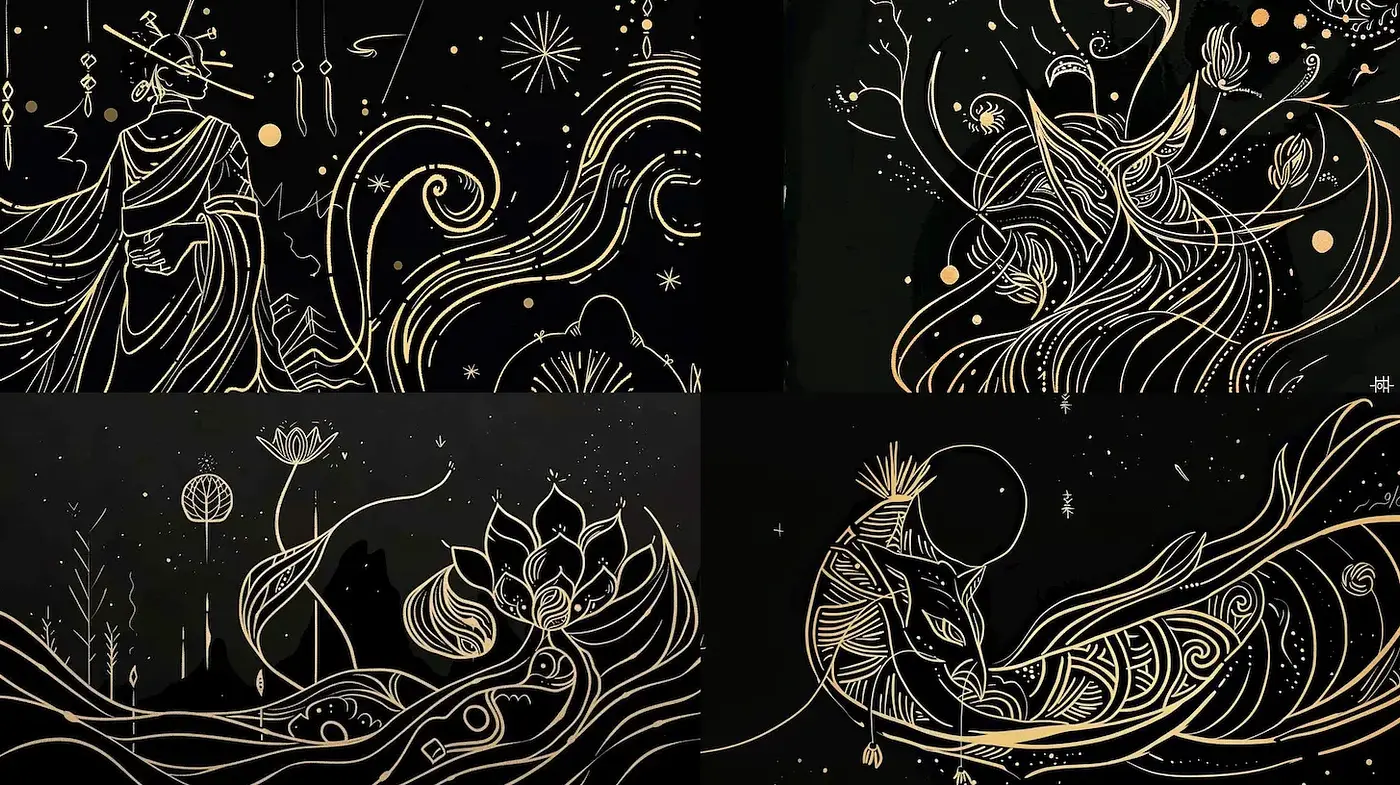 Mystical and Ethereal Art Nouveau Inspired Illustrations - Midjourney sref style