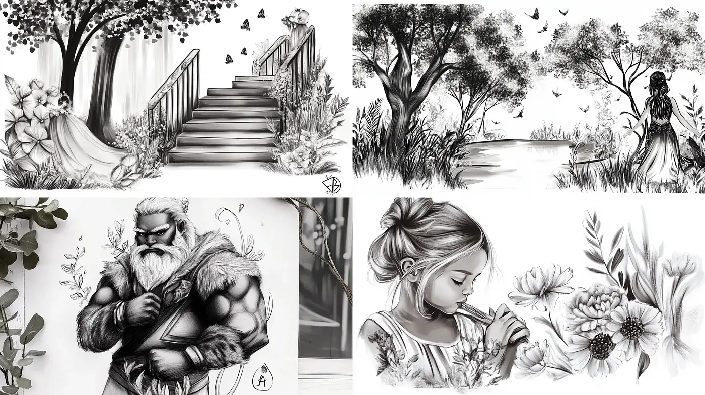 Monochromatic Elegance: Timeless Shades of Grayscale Artistry - Midjourney sref style