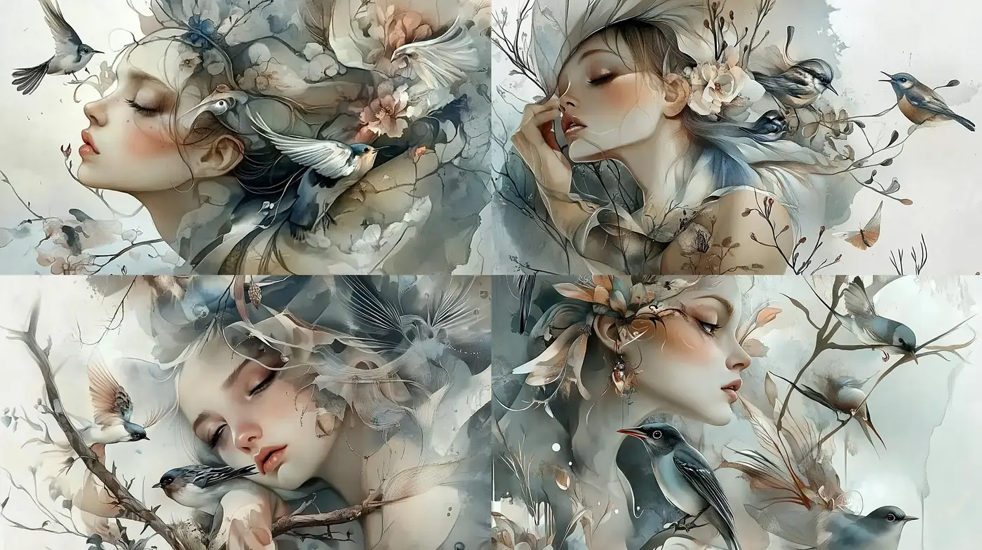 Ethereal Nature-Inspired Painterly Portraits - Midjourney sref style