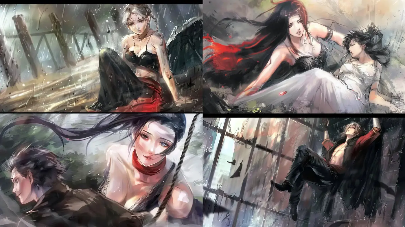 Dynamic Brushwork and Ethereal Anime Elegance - Midjourney sref style