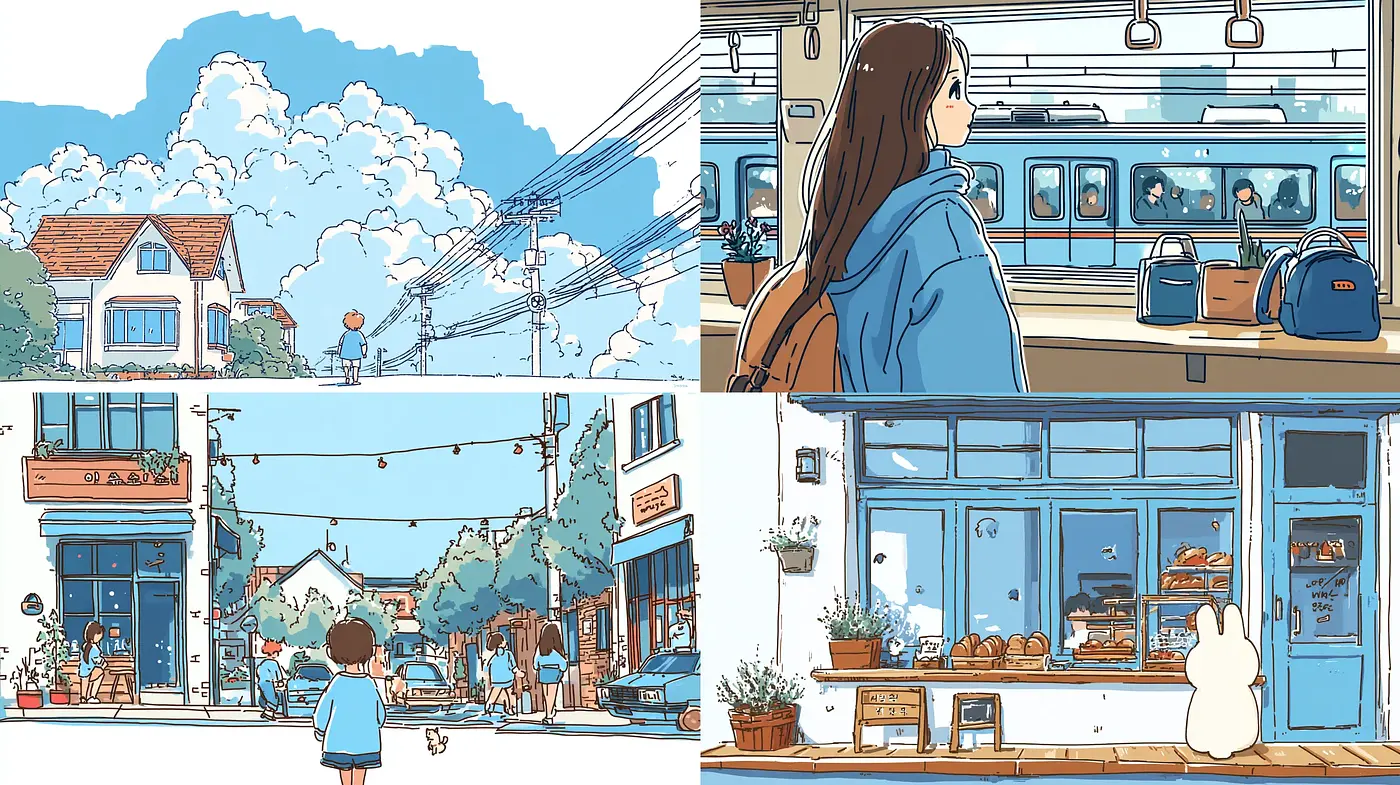 Charming and Serene Urban Daydreams with a Contemporary Touch - Midjourney sref style