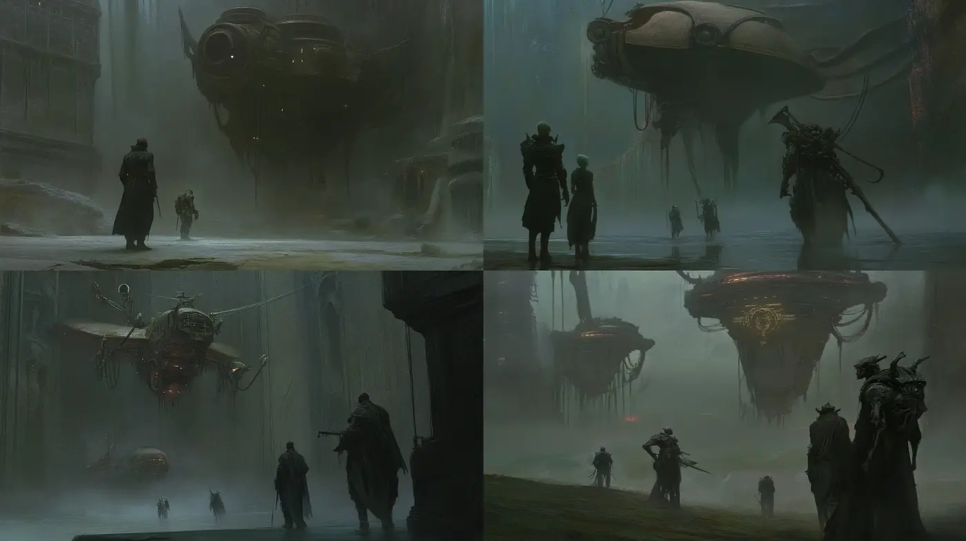 Ethereal Dystopian Visions of a Fog-Engulfed Future - Midjourney sref style