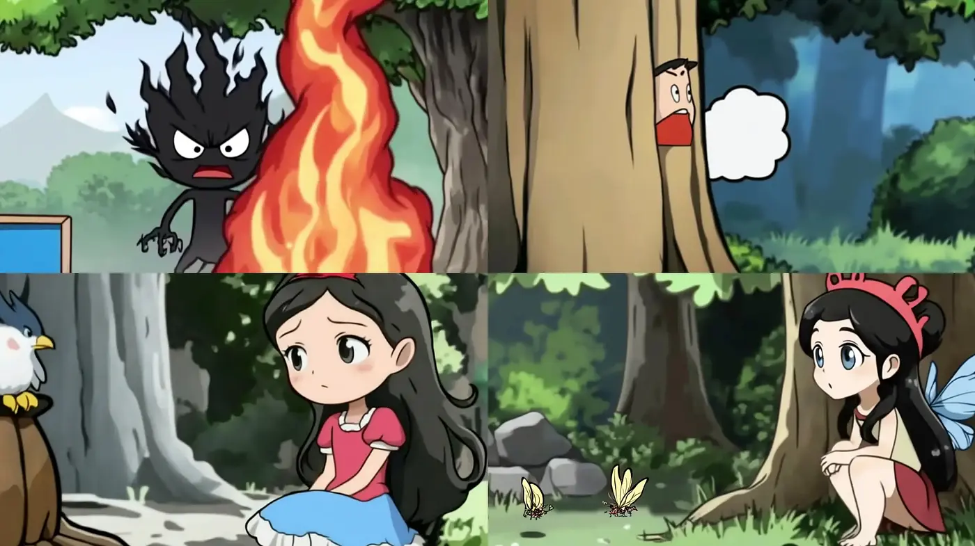 Enchanting Forest Adventure in Lively Anime Expression - Midjourney sref style