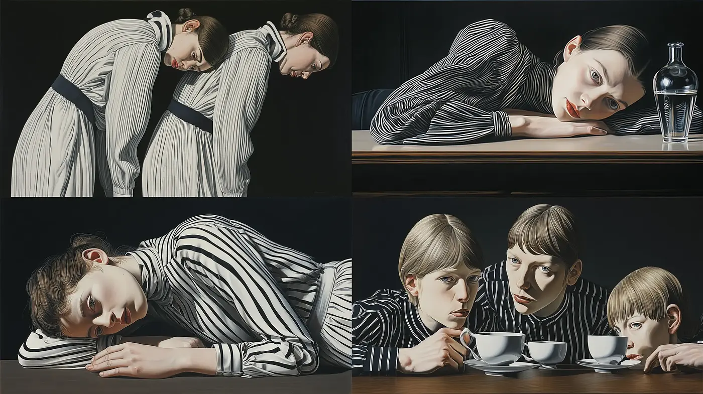 Contemporary Portraiture with a Tense yet Poised Atmosphere - Midjourney sref style