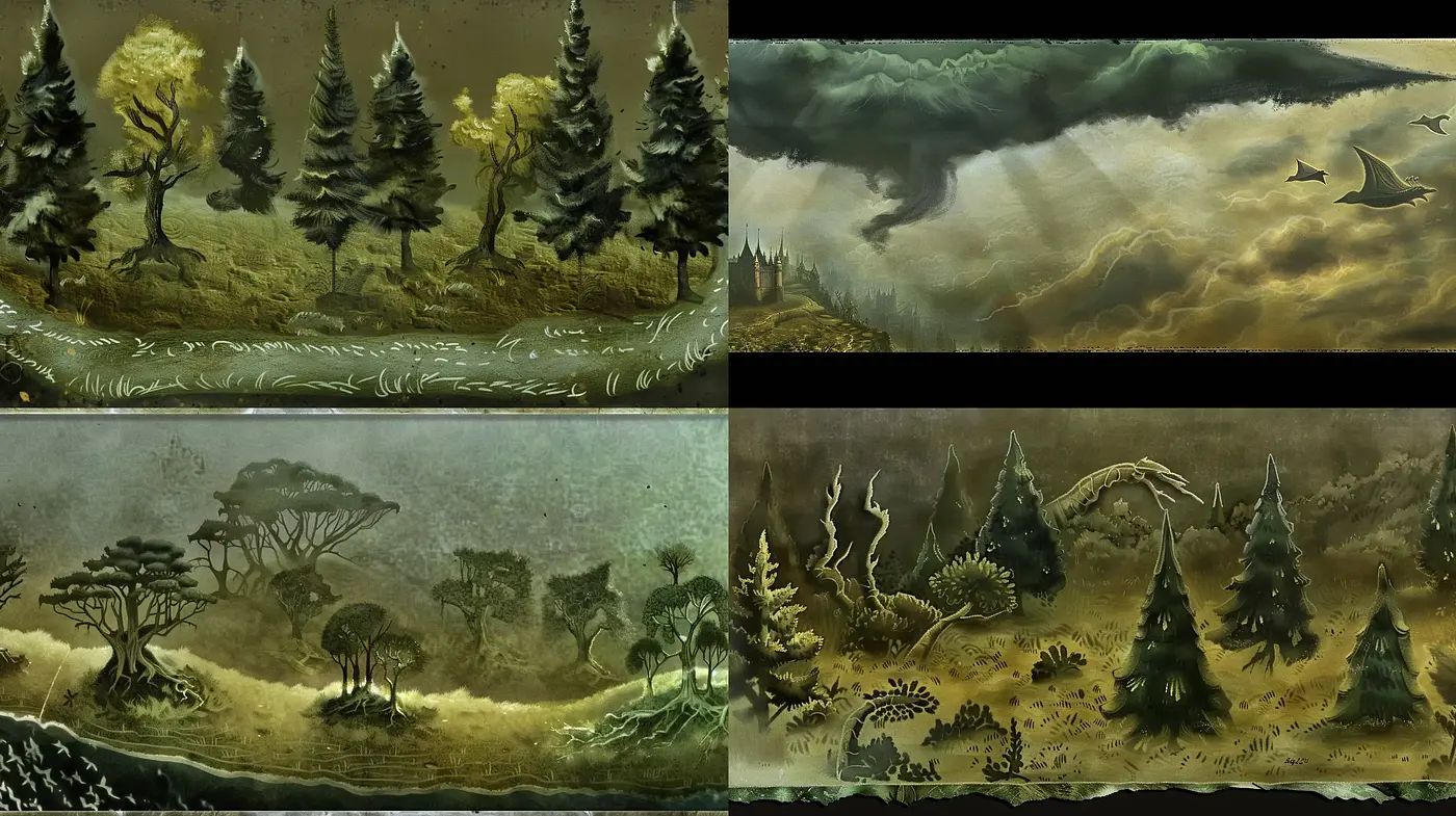 Ethereal Wilderness of Stylized Dreamscapes - Midjourney sref style