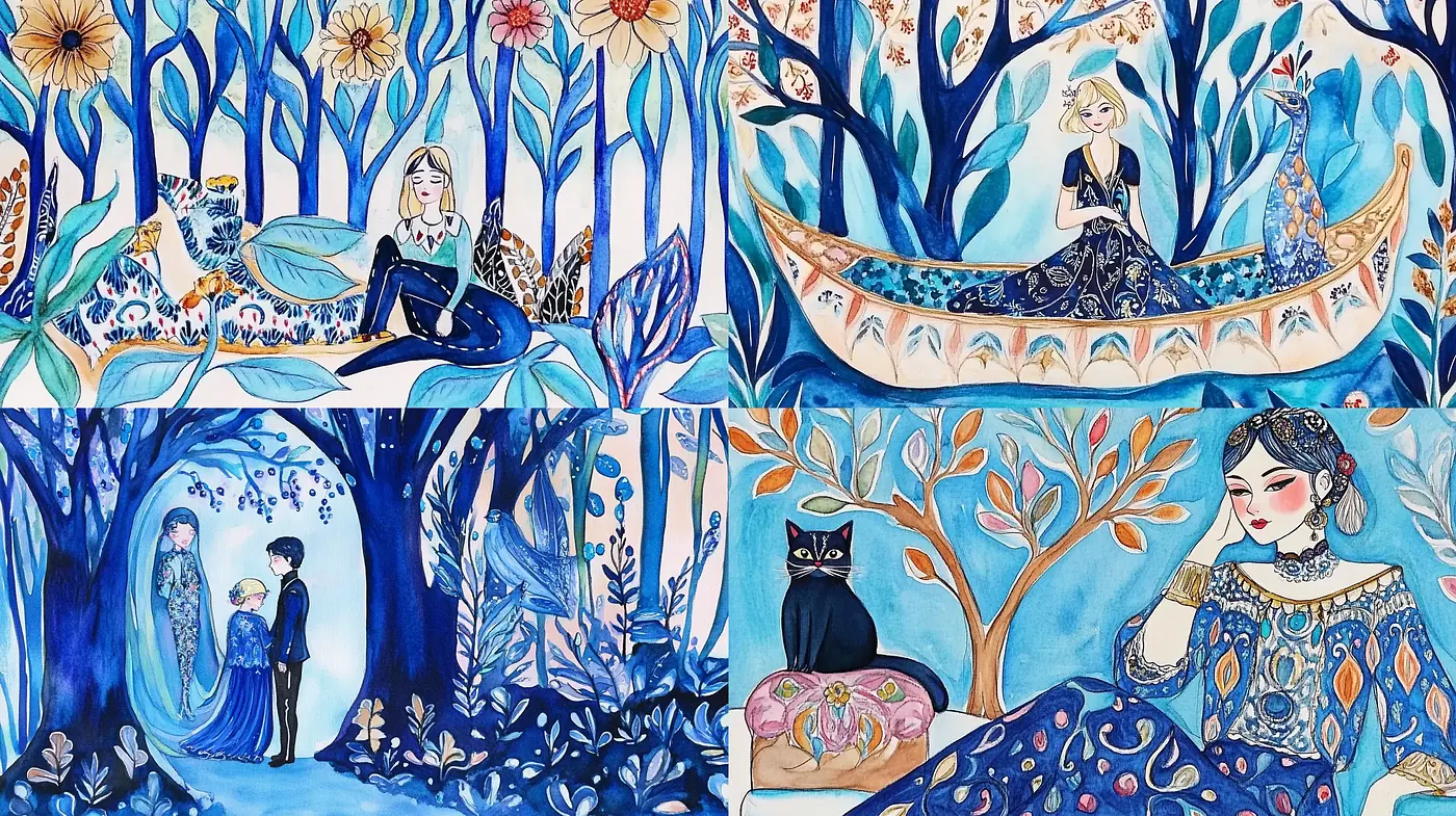 Enchanted Florals and Fauna in a Whimsical Watercolor Wonderland - Midjourney sref style