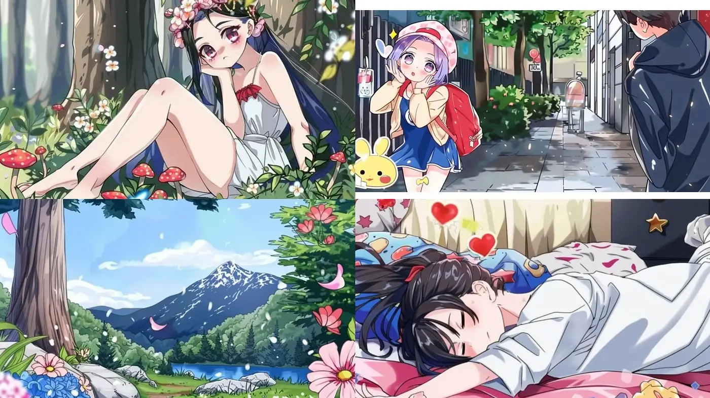 Consistent Anime-Inspired Vivid Dreamscape - Midjourney sref style