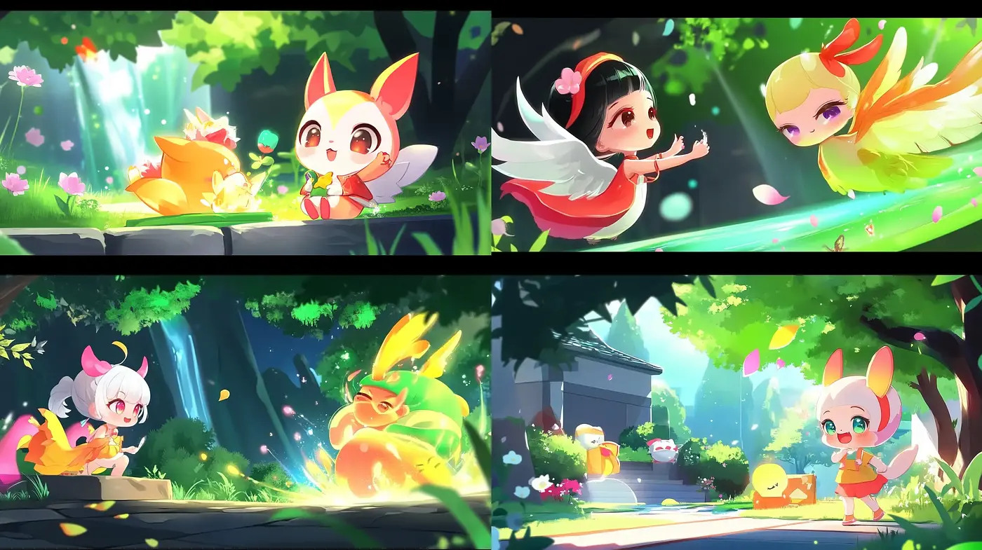 Luminous Enchanted Woodland in Anime Illustration - Midjourney sref style