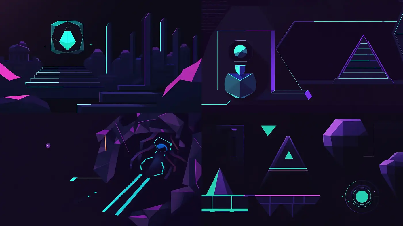 Neon Geometry: Abstract Fusion of Digital Art and Futurism - Midjourney sref style