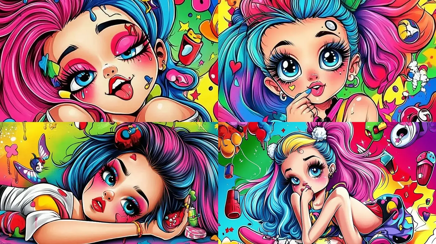 Saturated Pop Surrealism with a Candy-Colored Palette - Midjourney sref style
