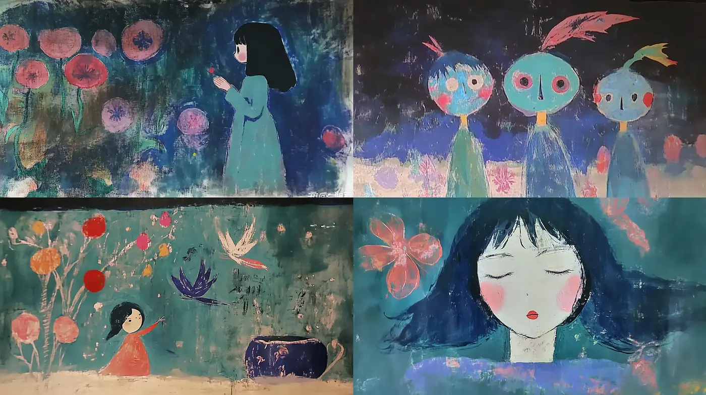 Whimsical Textured Dreamscape with a Fairy Tale Essence - Midjourney sref style