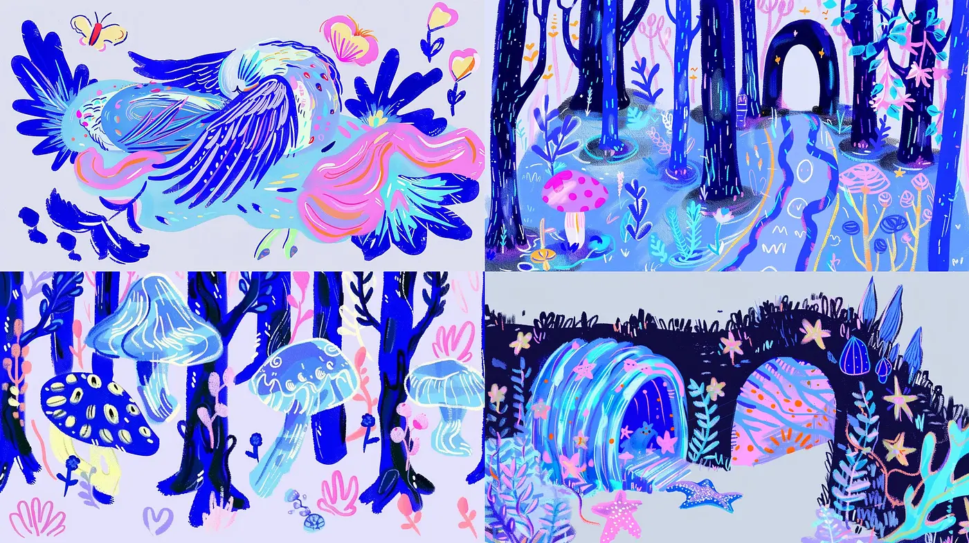 Whimsical Enchanted Forest in Vivid Brushstrokes - Midjourney sref style