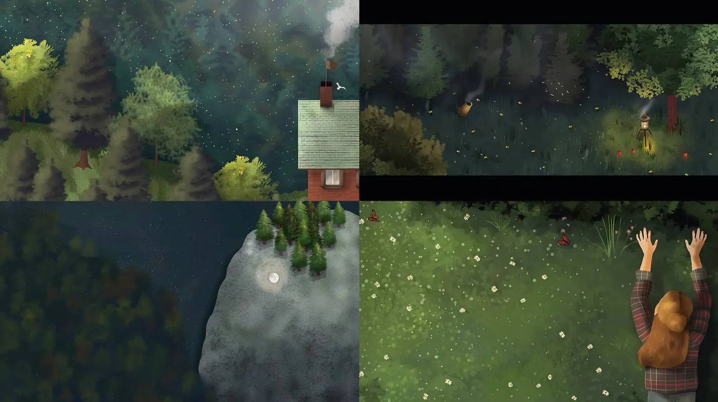 Enchanted Forest Nocturne: A Digital Tapestry of Night and Nature - Midjourney sref style