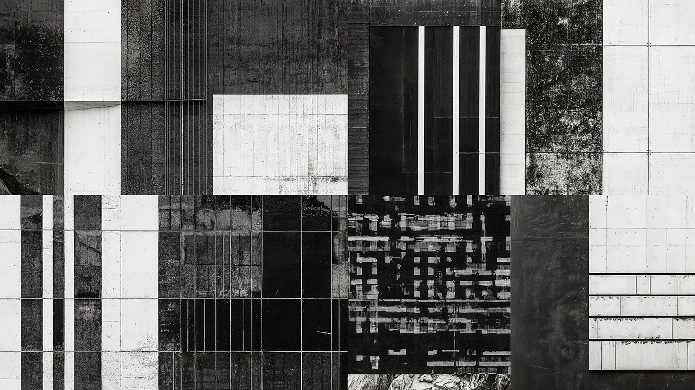 Monochromatic Textured Abstract Fusion - Midjourney sref style