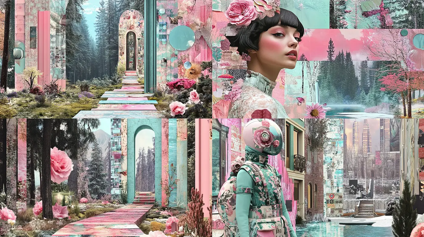 Dreamlike Pastel Reverie: An Ethereal Fusion of Nature and Architectural Splendor - Midjourney sref style