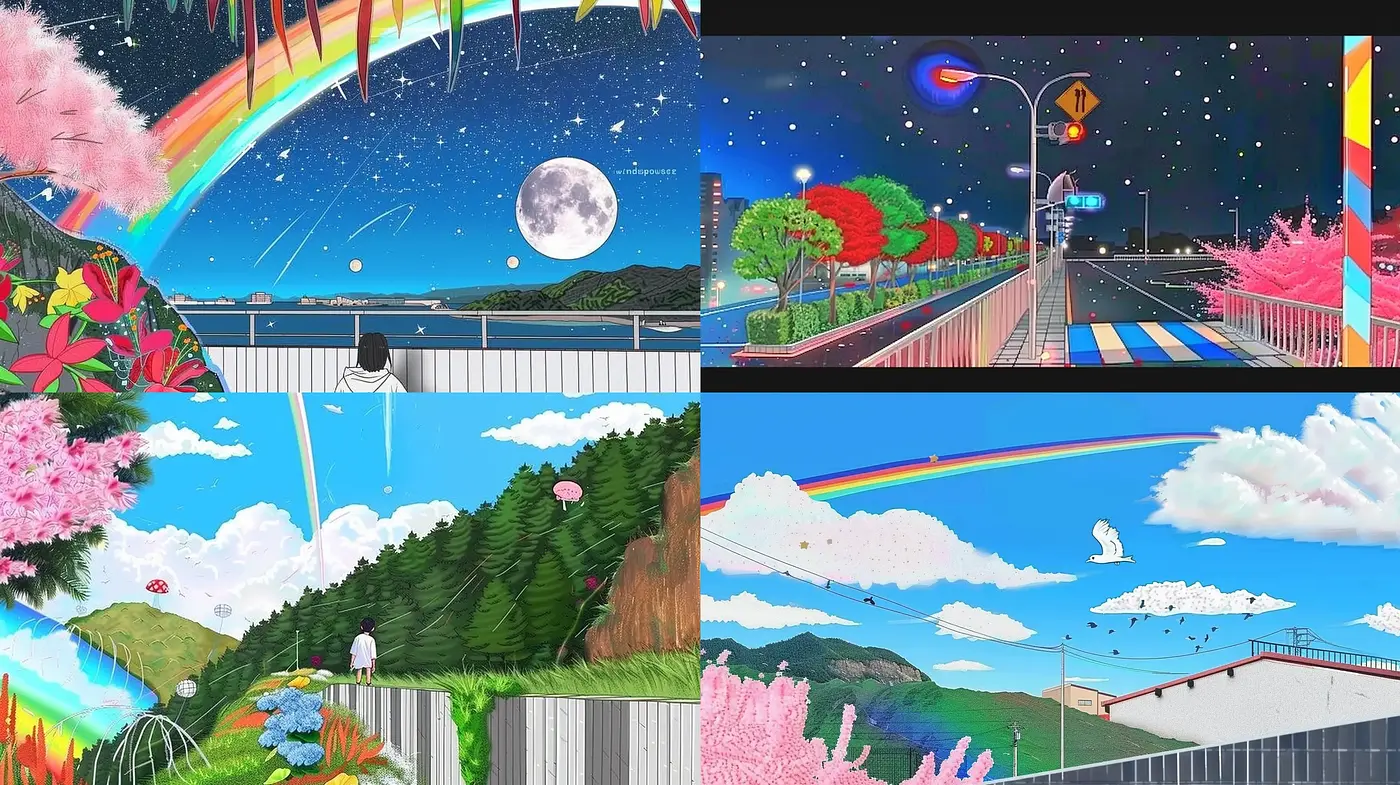 Surreal Chromatic Visions: A Luminous Synthesis of Dream and Reality - Midjourney sref style