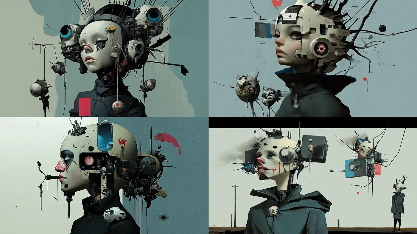 Cybernetic Reverie: A Fusion of Organic and Mechanical Aesthetics - Midjourney sref style