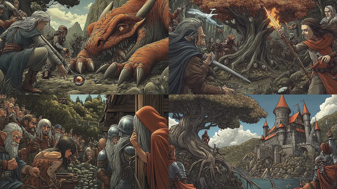 Epic Fantasy Illustrations with Intricate Details and Nostalgic Vibes - Midjourney sref style