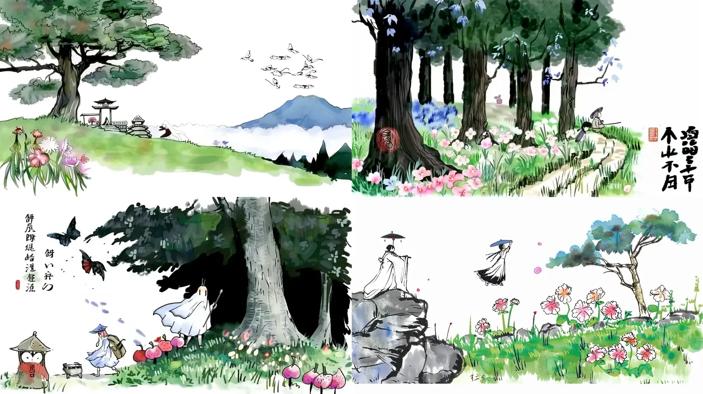 Tranquil Essence of East Asian Ink Wash Landscapes - Midjourney sref style