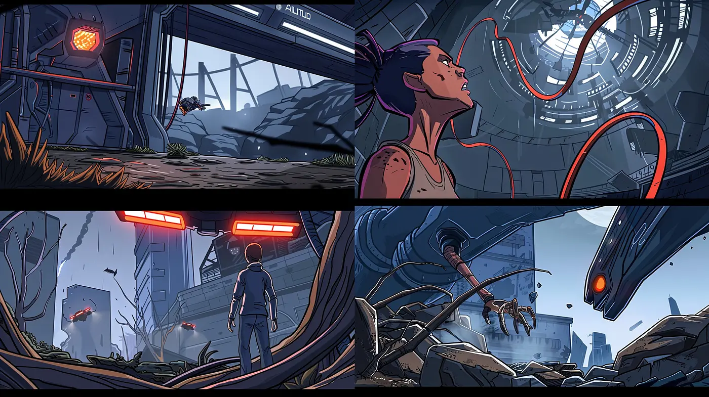 Futuristic Desolation with Vivid Accents: An Exploration of Sci-Fi Abandonment - Midjourney sref style