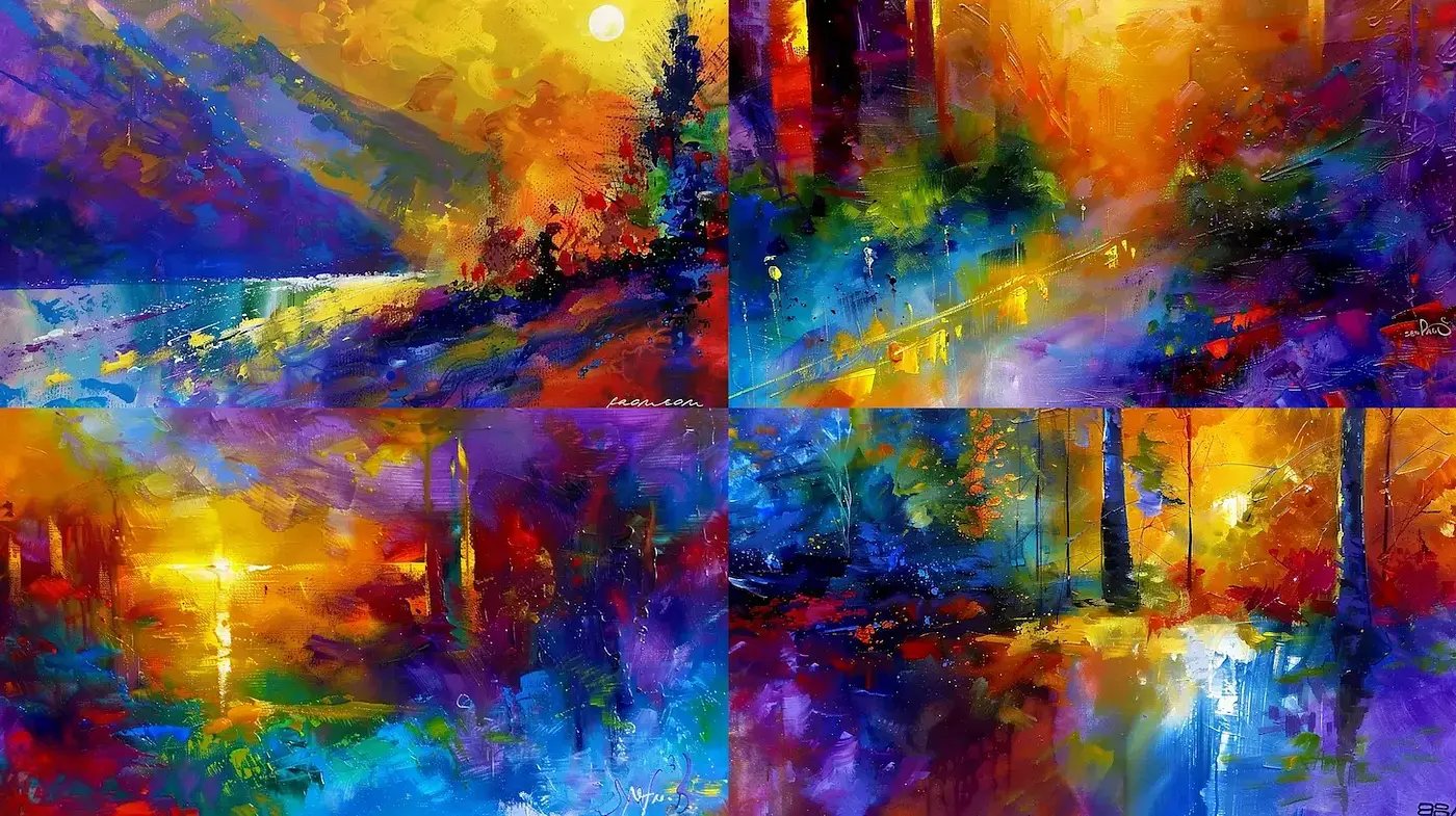 Vibrant, Abstract Landscape with a Dreamlike Quality - Midjourney sref style
