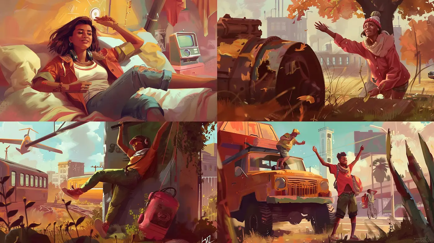 Warm-Toned Evocative Storybook Illustrations - Midjourney sref style