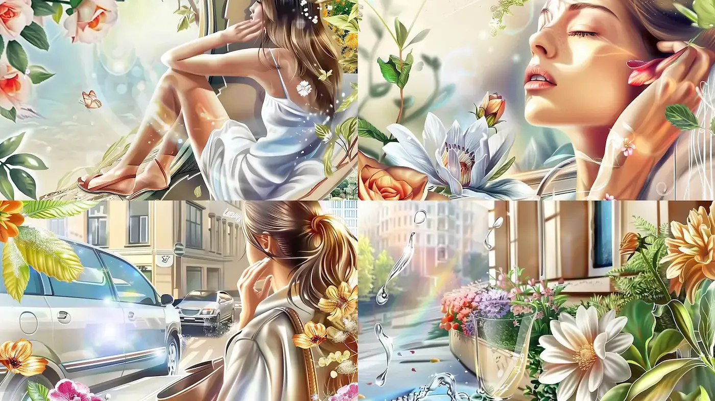 Serene and Luminous Illustrations with a Floral Essence - Midjourney sref style