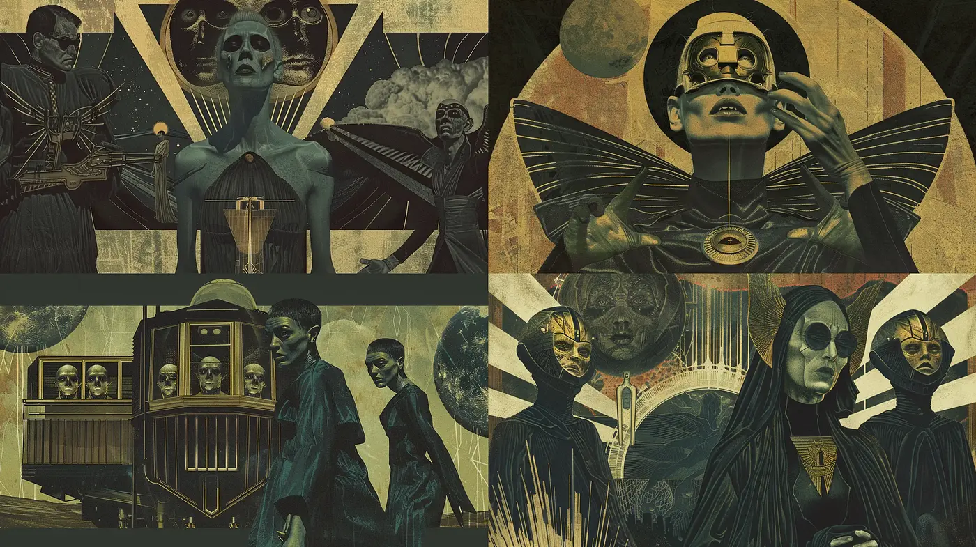 Ethereal Nocturne of Surreal Shadows and Retrofuturism - Midjourney sref style