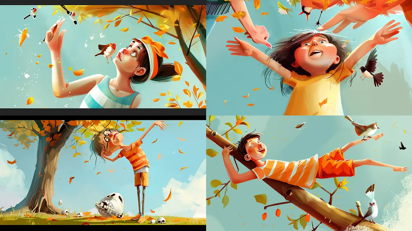 Whimsical Autumnal Bliss in Luminous Illustrations - Midjourney sref style